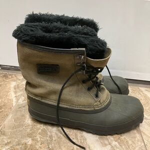 Sorel Kaufman Men’s Wool Lined Steel Shank Winter Boots Size 6 Waterproof Green